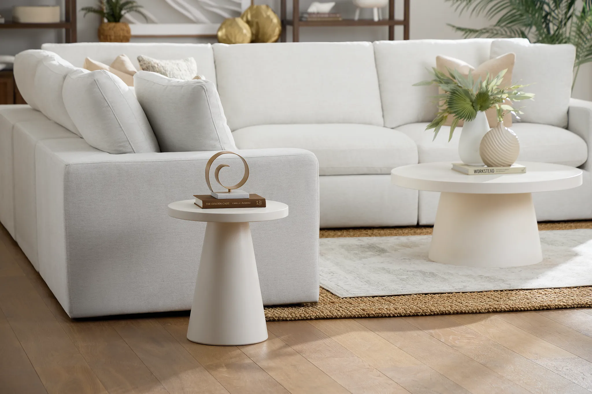 Cambria White Round End Table