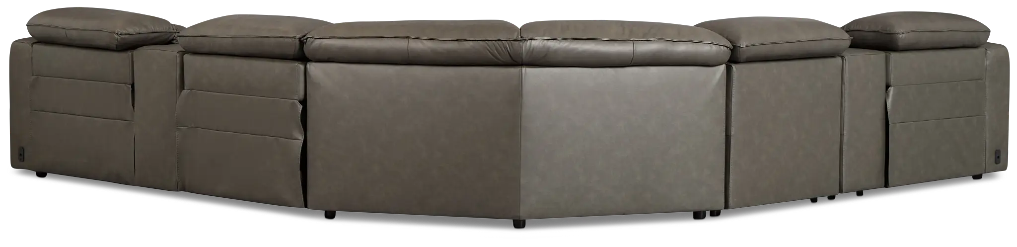 Ryland Dark Gray Lthr/vinyl Large Triple Power Reclining Two-arm Sectional Ryland Dark Gray Lthr/vinyl Large Triple Power Reclining Two-arm Sectional