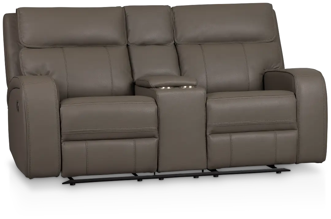 Rhett Gray Micro Reclining Console Loveseat Rhett Gray Micro Reclining Console Loveseat
