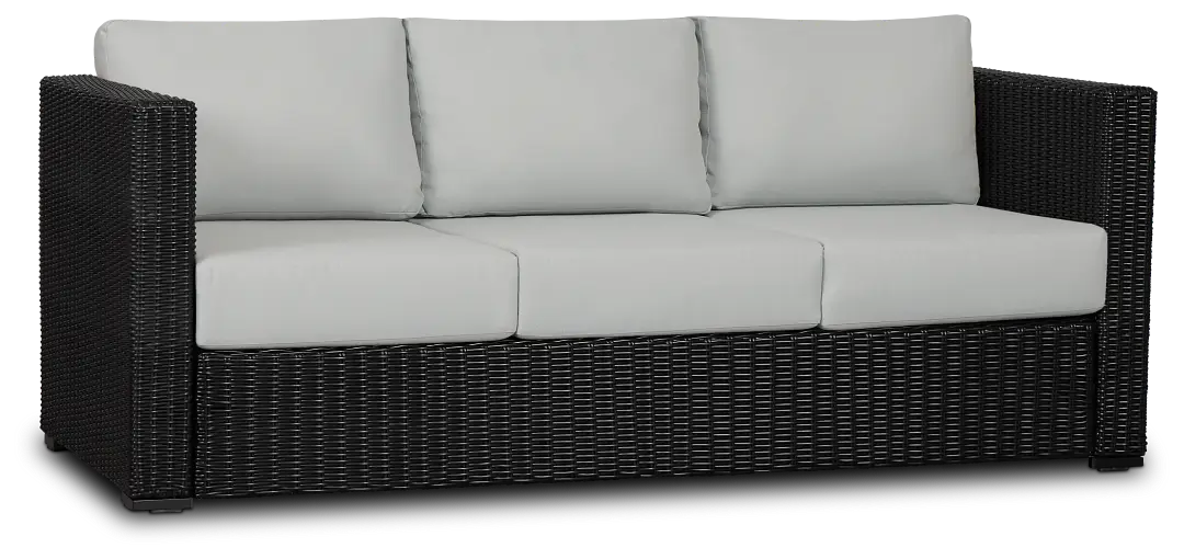 Montecito Black Sofa With Light Blue Cushions Montecito Black Sofa With Light Blue Cushions