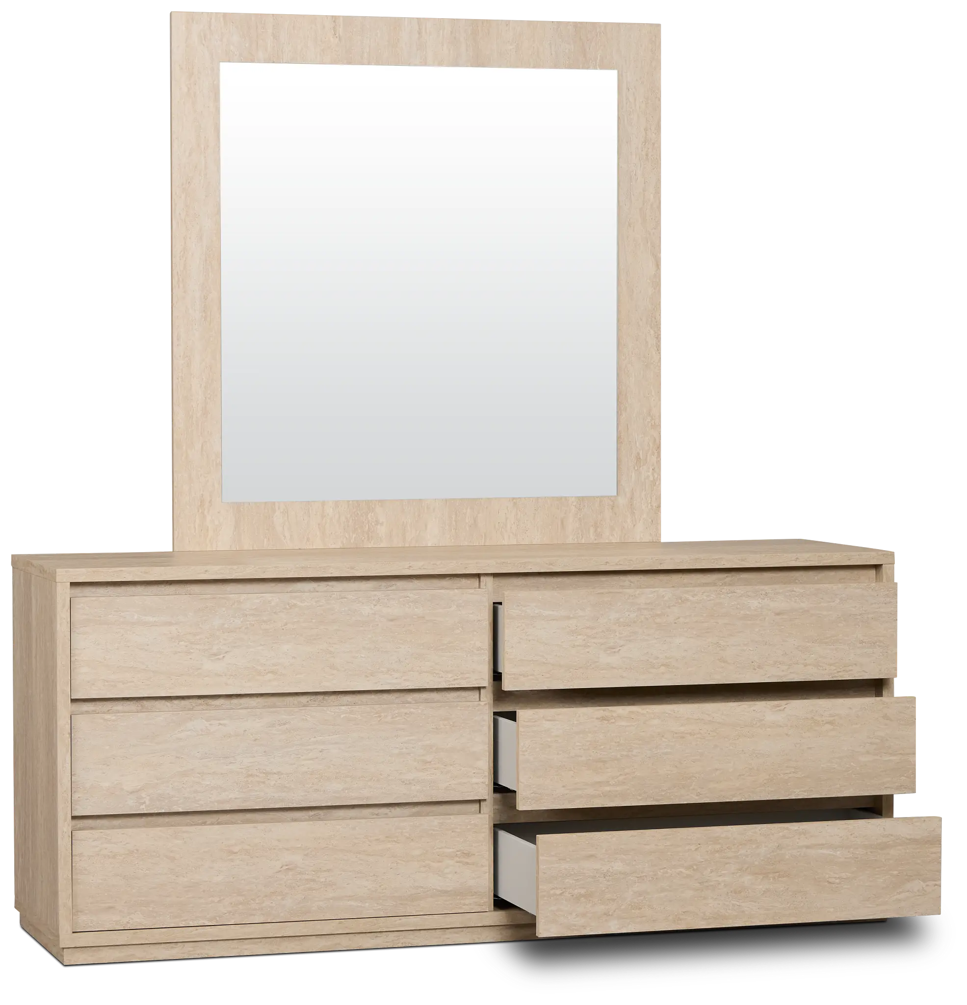 Malta Light Gray Dresser & Mirror Malta Light Gray Dresser & Mirror