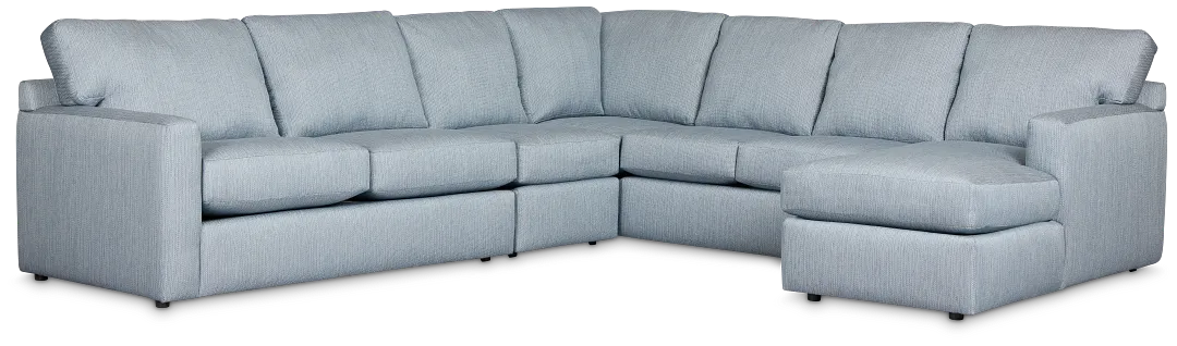 Rhodes Light Blue Fabric Large Right Chaise Sectional