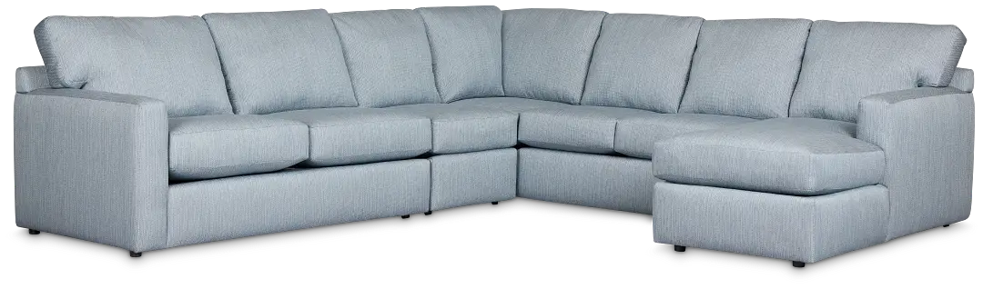 Rhodes Light Blue Fabric Large Right Chaise Sectional Rhodes Light Blue Fabric Large Right Chaise Sectional