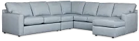 Rhodes Light Blue Fabric Large Right Chaise Sectional