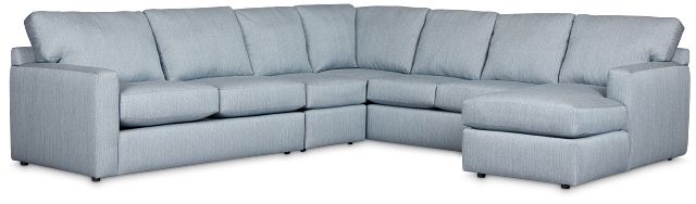 Rhodes Light Blue Fabric Large Right Chaise Sectional