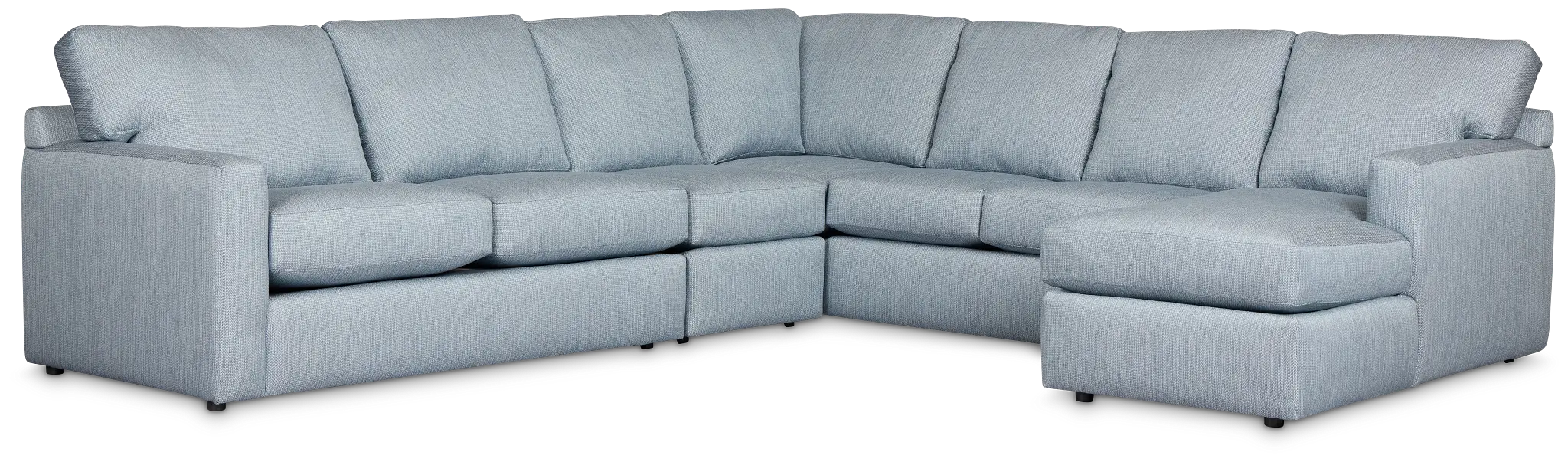 Rhodes Light Blue Fabric Large Right Chaise Sectional Rhodes Light Blue Fabric Large Right Chaise Sectional