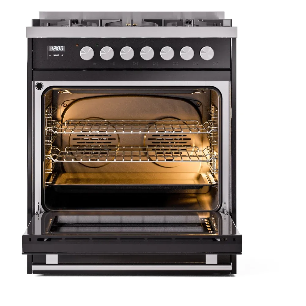 Ilve Professional Plus Ii Black 30" Dual Fuel Range