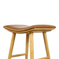 Myles Light Brown Leather 24" Upholstered Barstool