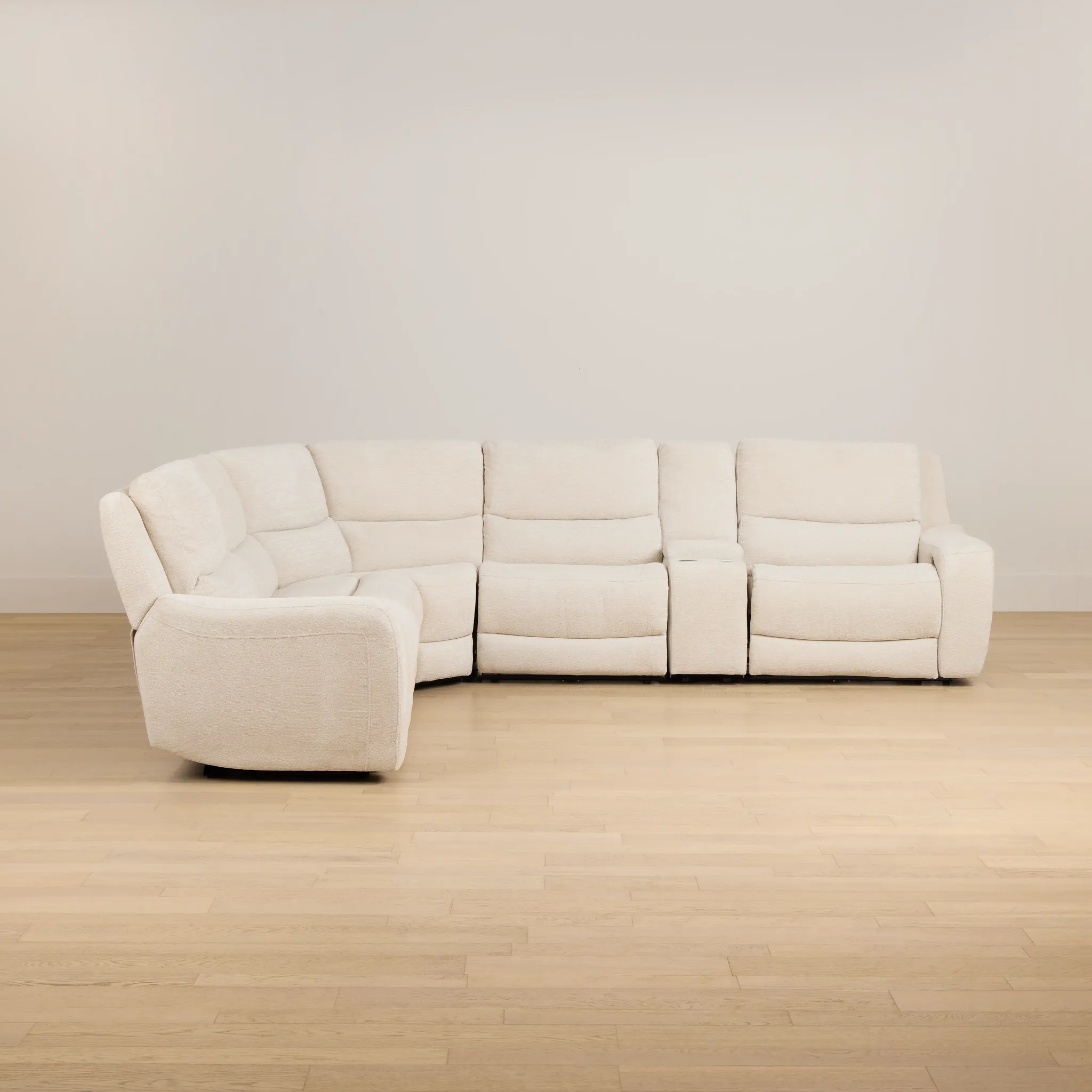 Bennett Light Beige Fabric Medium Triple Power 2-arm Sectional