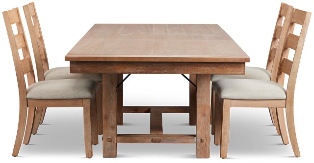 Park City Light Tone Rectangular Table & 4 Wood Chairs