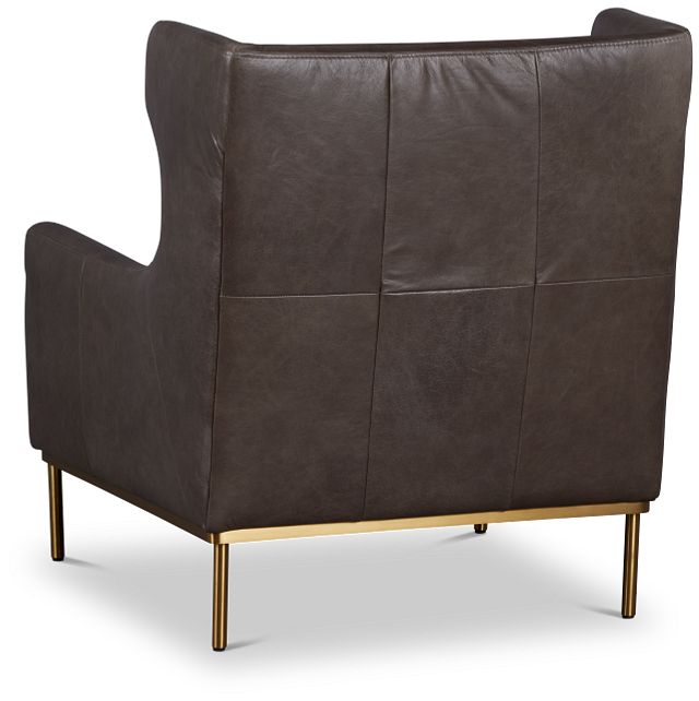 Cassian Dark Gray Leather Accent Chair