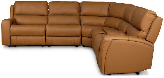 Summit Light Brown Lthr/vinyl Medium Dual Power 2-arm Reclining Sectional