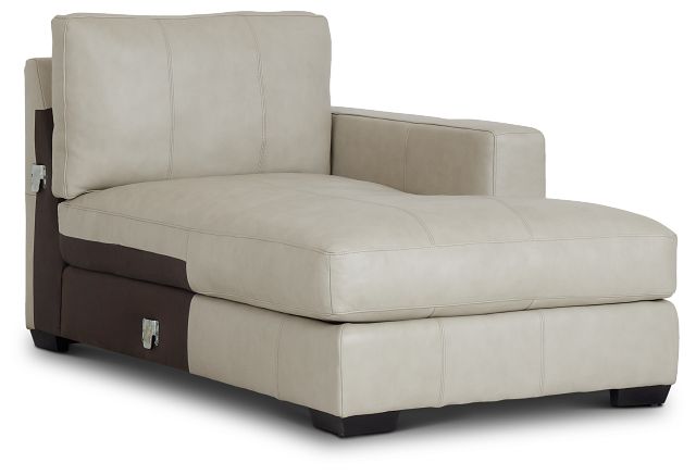Dawkins Taupe Leather Right Chaise