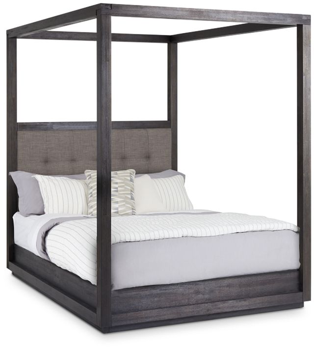 Madden Gray Fabric Canopy Bed