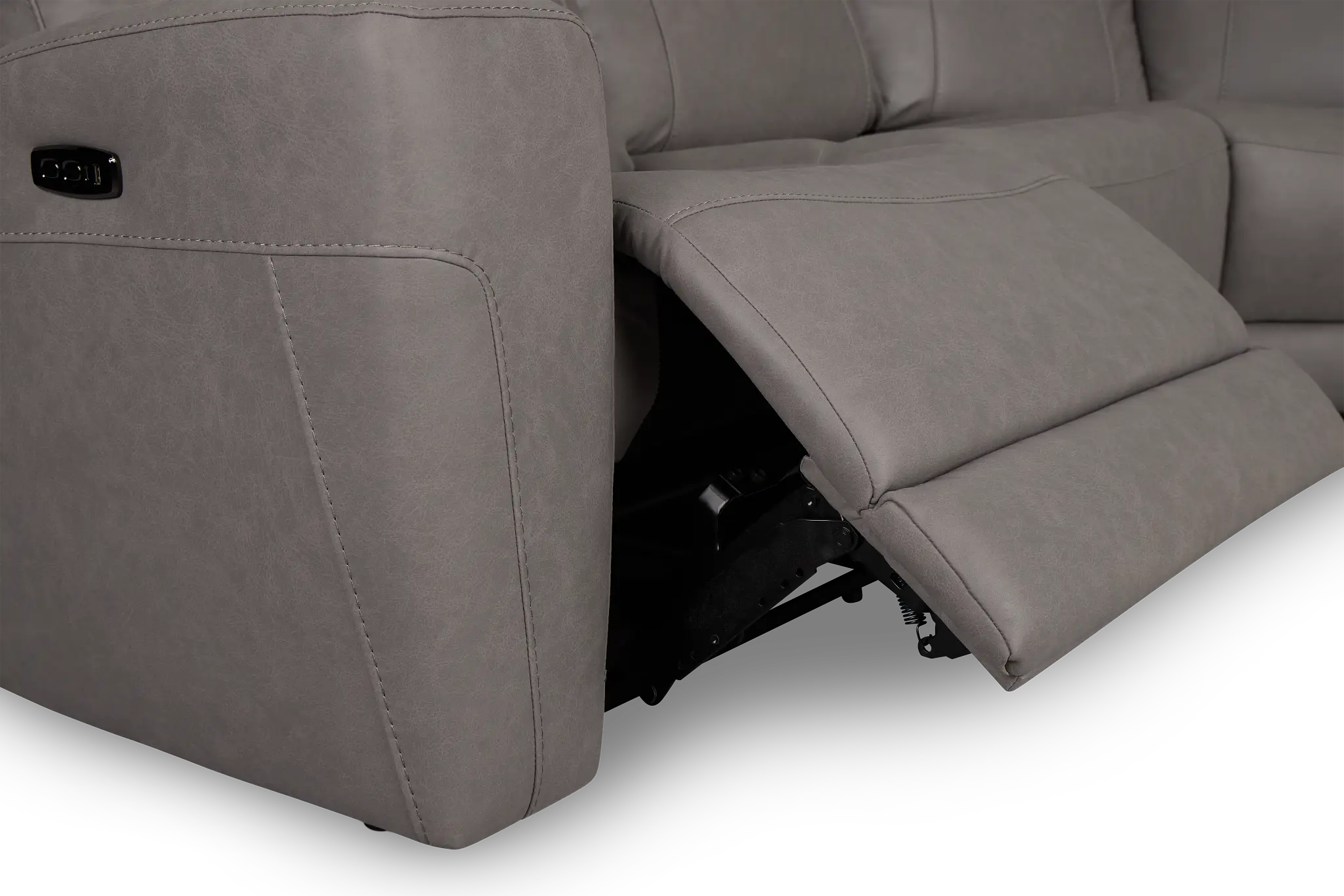 Colton Light Gray Micro Medium Dual Power 2-arm Reclining Sectional Colton Light Gray Micro Medium Dual Power 2-arm Reclining Sectional