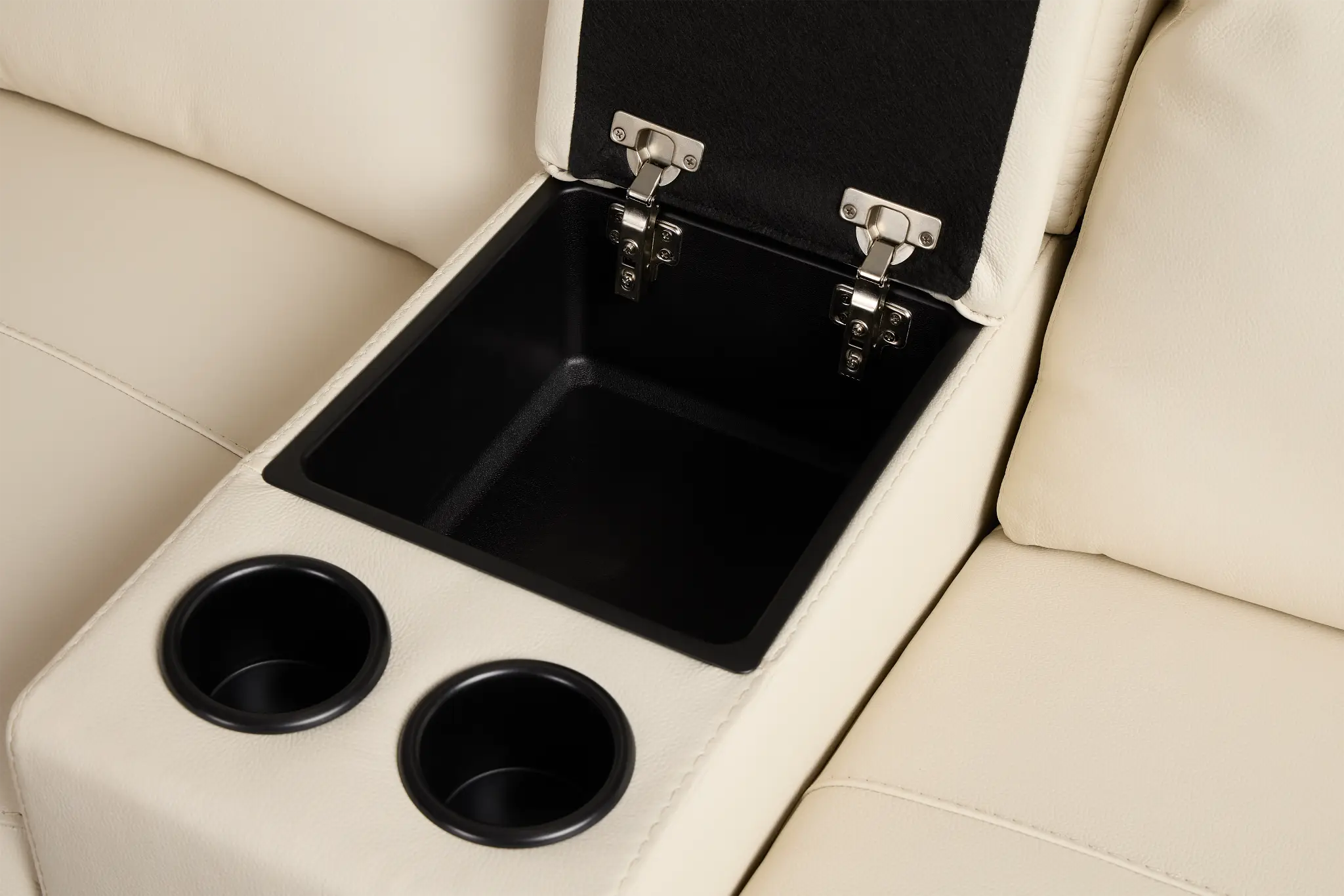 Walker Ivory Lthr/vinyl Medium Dual Manual 2-arm Sectional Walker Ivory Lthr/vinyl Medium Dual Manual 2-arm Sectional