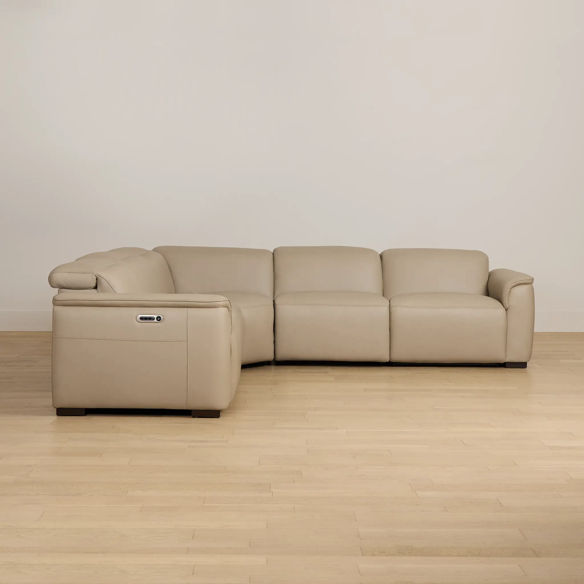 Brodie Taupe Lthr/vinyl Small Dual Power Reclining Two-arm Sectional Brodie Taupe Lthr/vinyl Small Dual Power Reclining Two-arm Sectional
