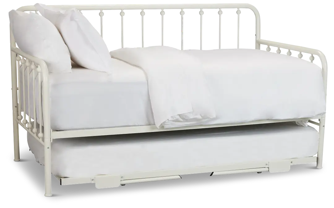 Rory White Metal Trundle Daybed Rory White Metal Trundle Daybed