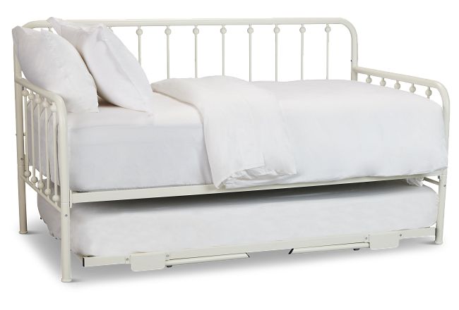 Rory White Metal Trundle Daybed