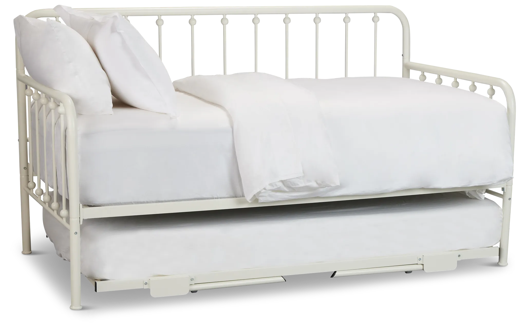Rory White Metal Trundle Daybed
