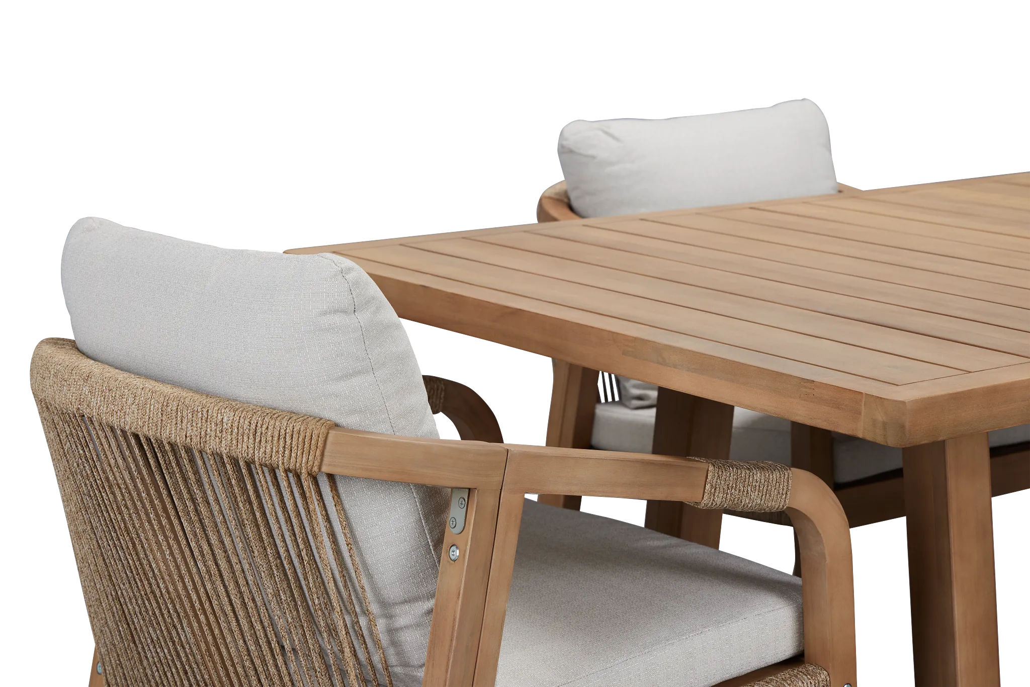 Laguna Light Tone 66" Rectangular Table & 4 Gray Cushioned Chairs