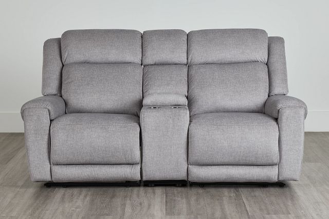 Beckett Gray Micro Reclining Console Loveseat