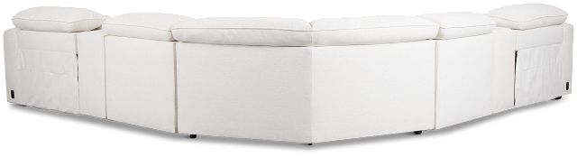 Ryland White Fabric Large Dual Power Reclining Two-arm Sectional
