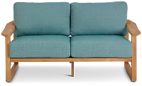 Tobago Light Tone Loveseat With Teal Cushions