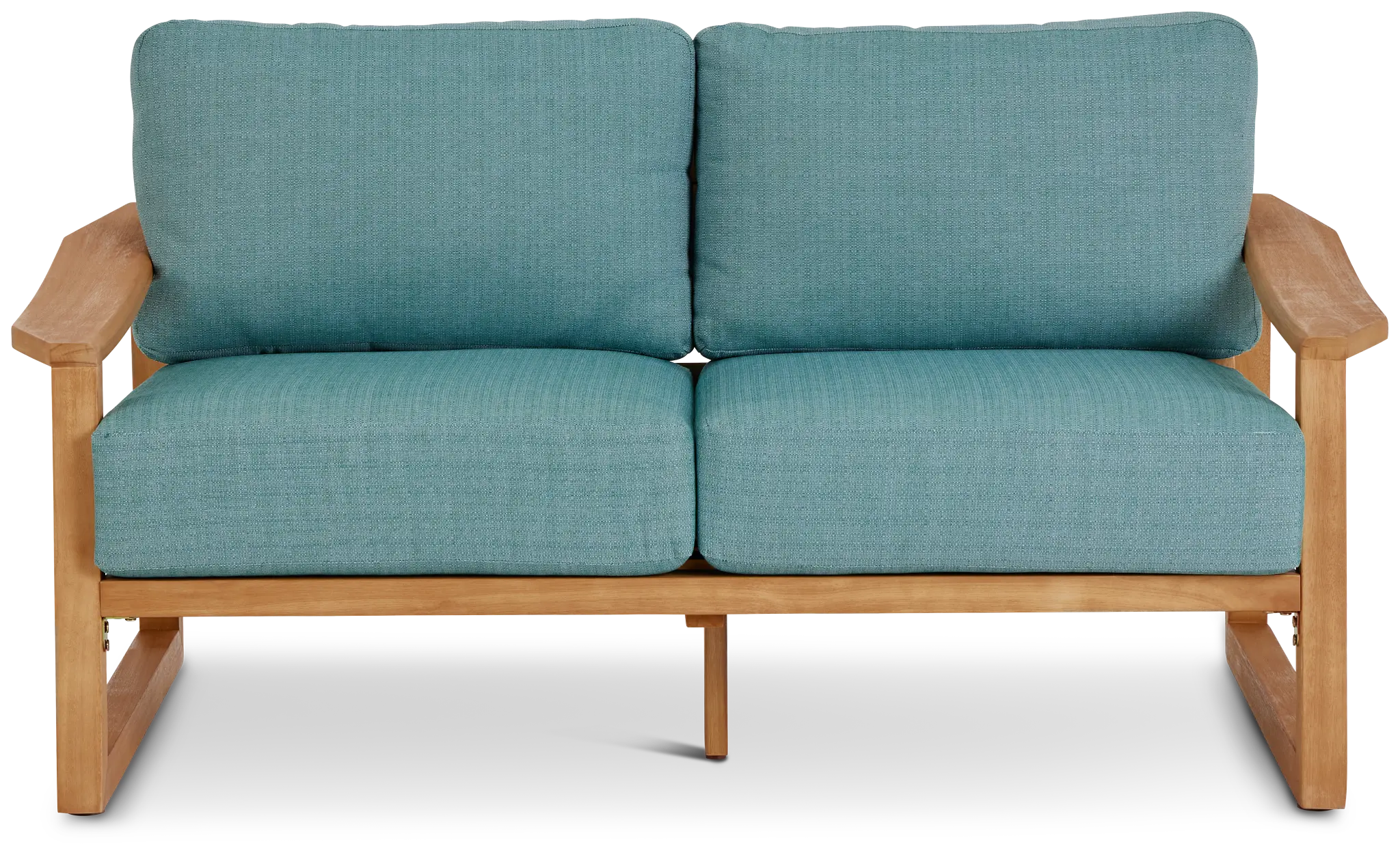 Tobago Light Tone Loveseat With Teal Cushions Tobago Light Tone Loveseat With Teal Cushions