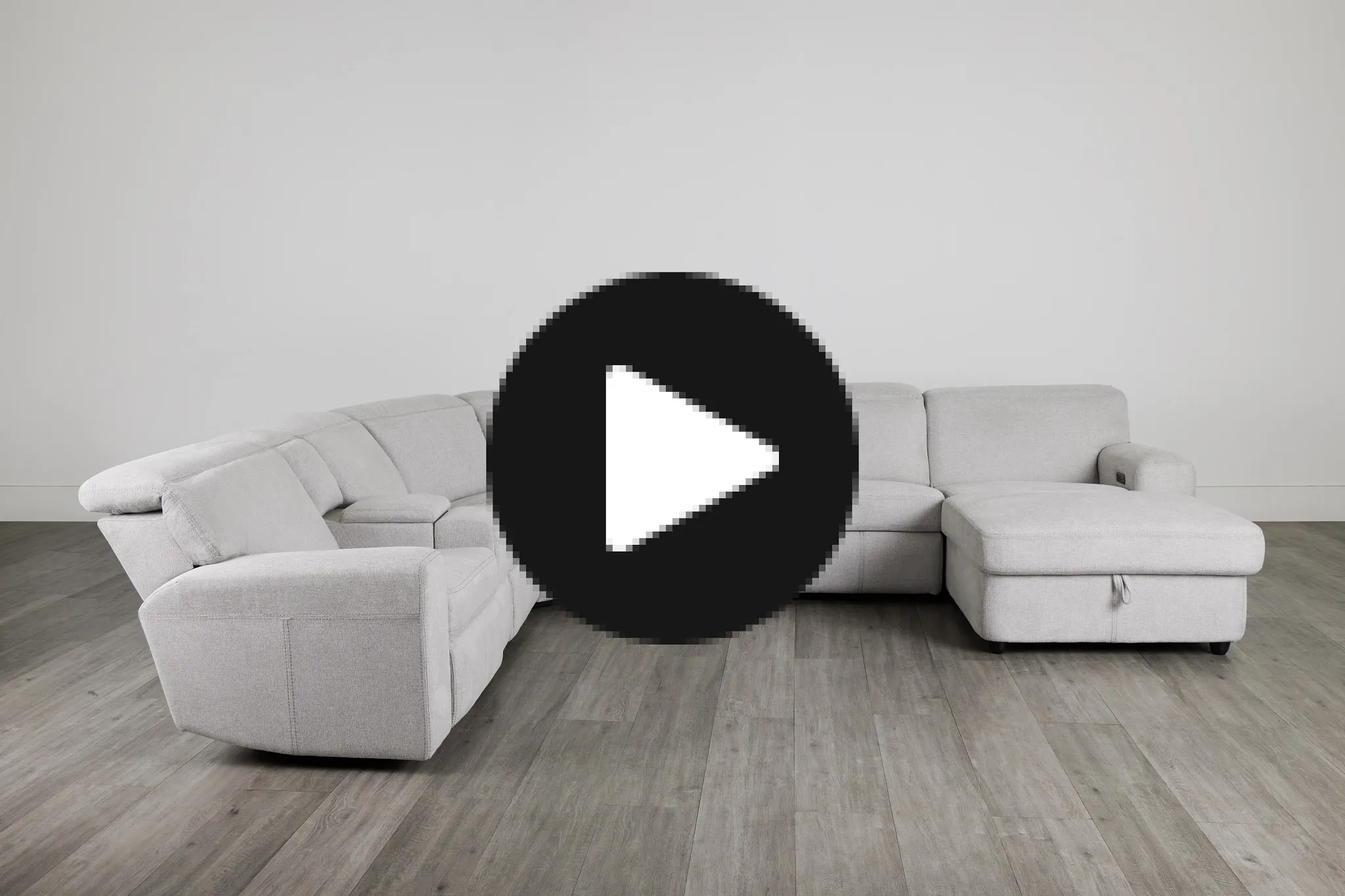 Callum Light Gray Storage Medium Right Triple Power Chaise Sleeper Sectional