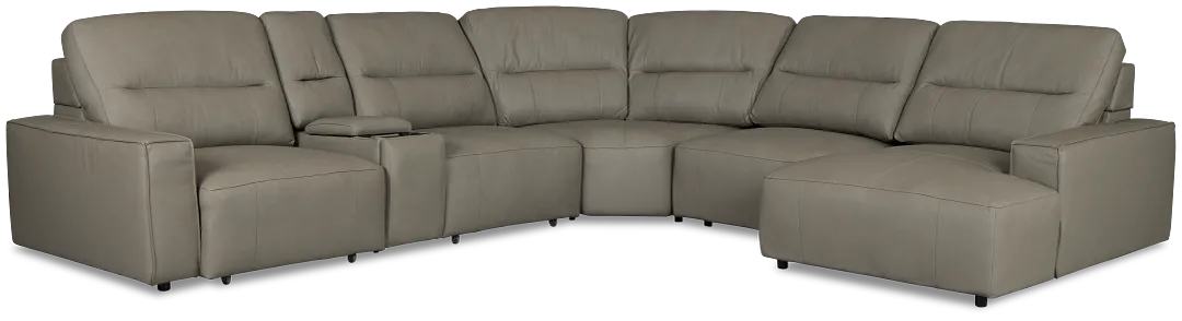 Rudy Gray Lthr/vinyl Medium Dual Power Right Extension Chaise Sectional