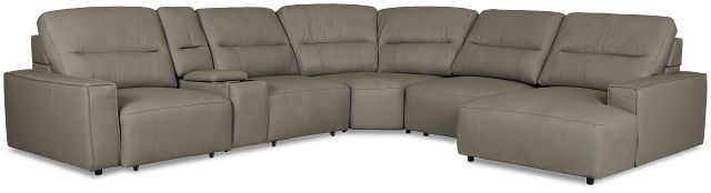 Rudy Gray Lthr/vinyl Medium Dual Power Right Extension Chaise Sectional