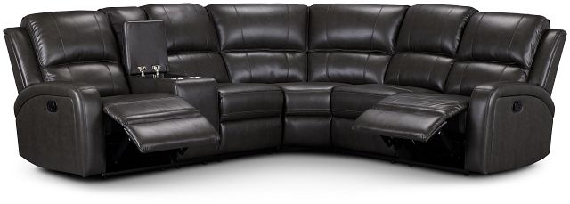 Arden Dark Gray Micro Medium Dual Reclining Sectional With Left Console