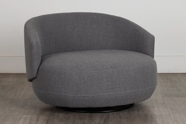 Chrisley Dark Gray Fabric Swivel Accent Chair