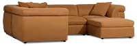 Aria Medium Brown Micro Immersive 5-piece Bumper Sectional W/1 Speaker
