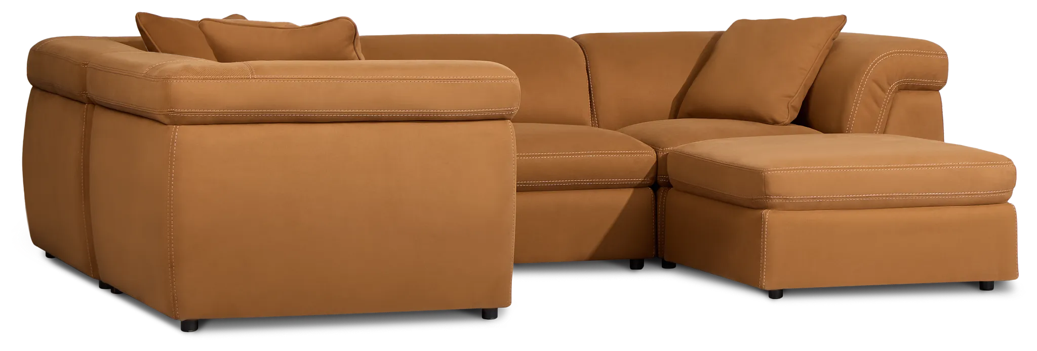 Aria Medium Brown Micro Immersive 5-piece Bumper Sectional W/1 Speaker
