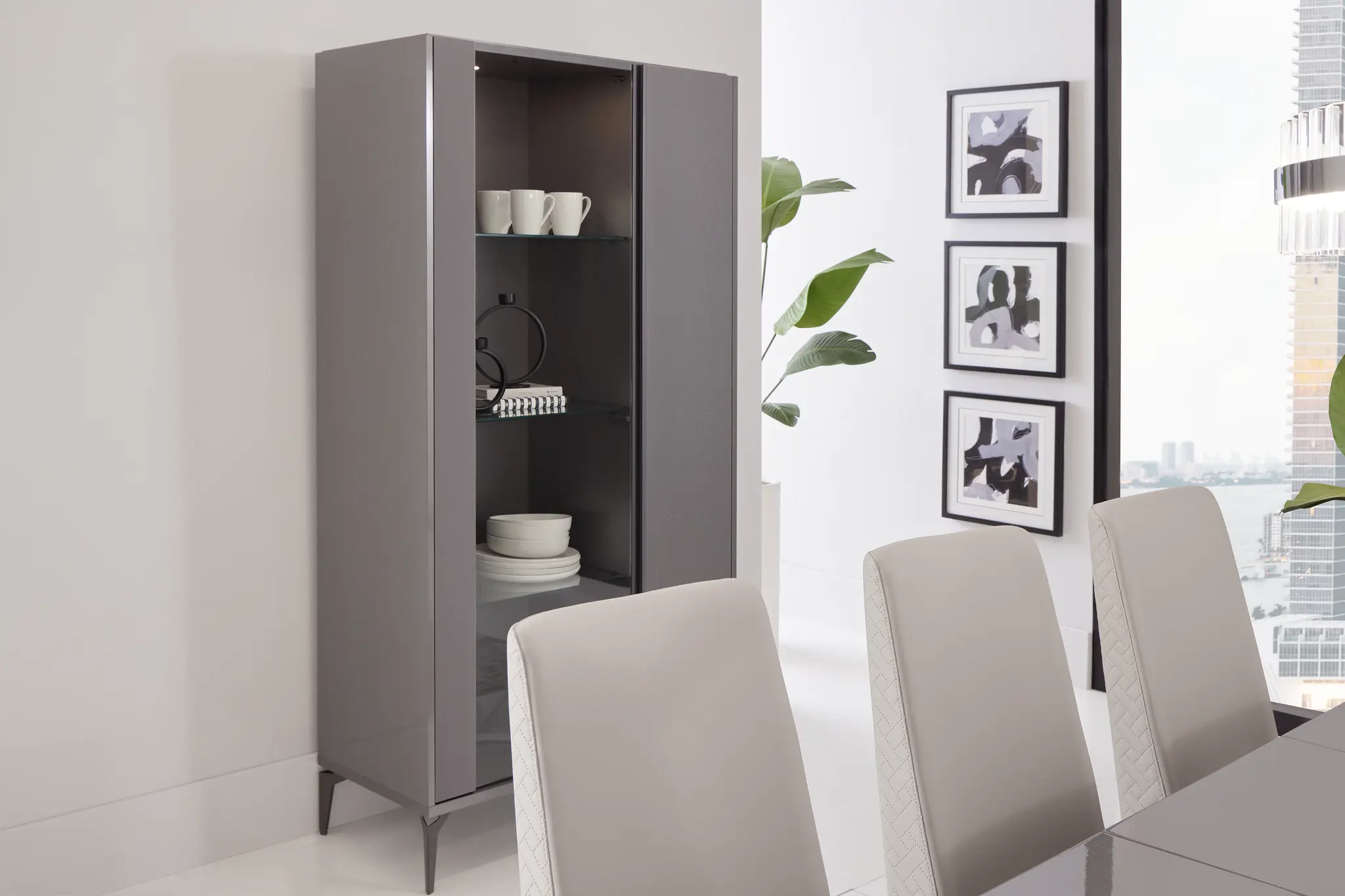 Oslo Gray 2-door Curio Oslo Gray 2-door Curio
