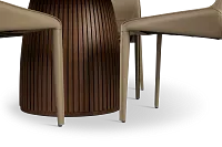 Wayne Two-tone Round Table With 4 Beige Upholstered Side Chairs