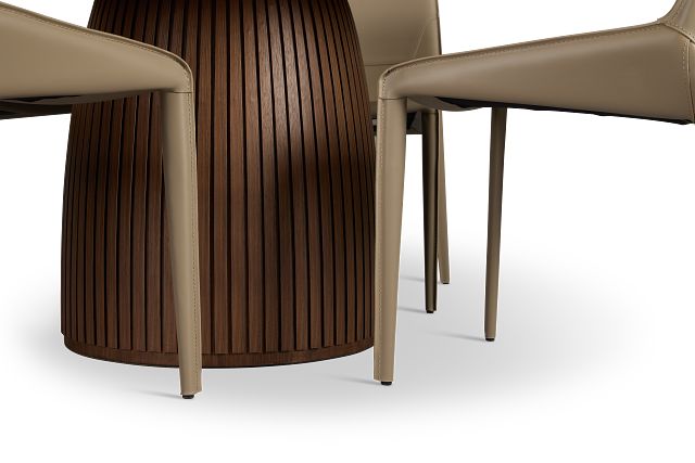 Wayne Two-tone Round Table With 4 Beige Upholstered Side Chairs