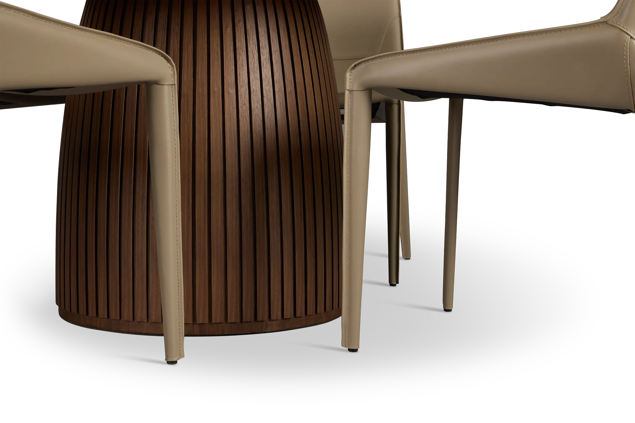 Wayne Two-tone Round Table With 4 Beige Upholstered Side Chairs