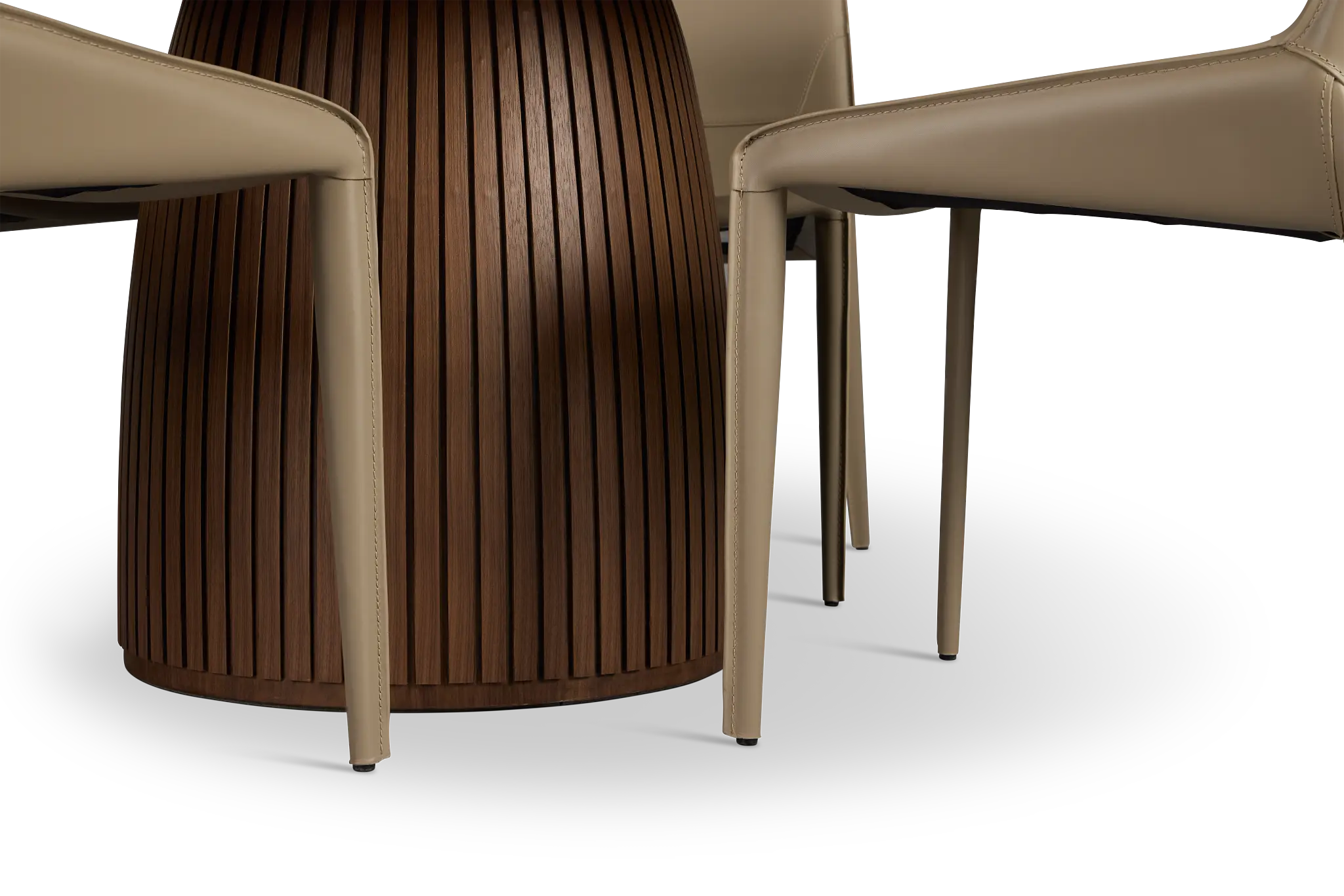 Wayne Two-tone Round Table With 4 Beige Upholstered Side Chairs Wayne Two-tone Round Table With 4 Beige Upholstered Side Chairs
