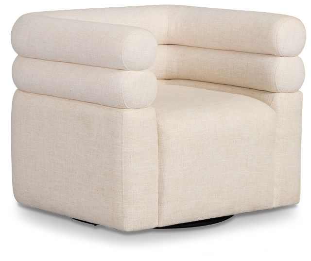 Celine Light Beige Fabric Swivel Accent Chair