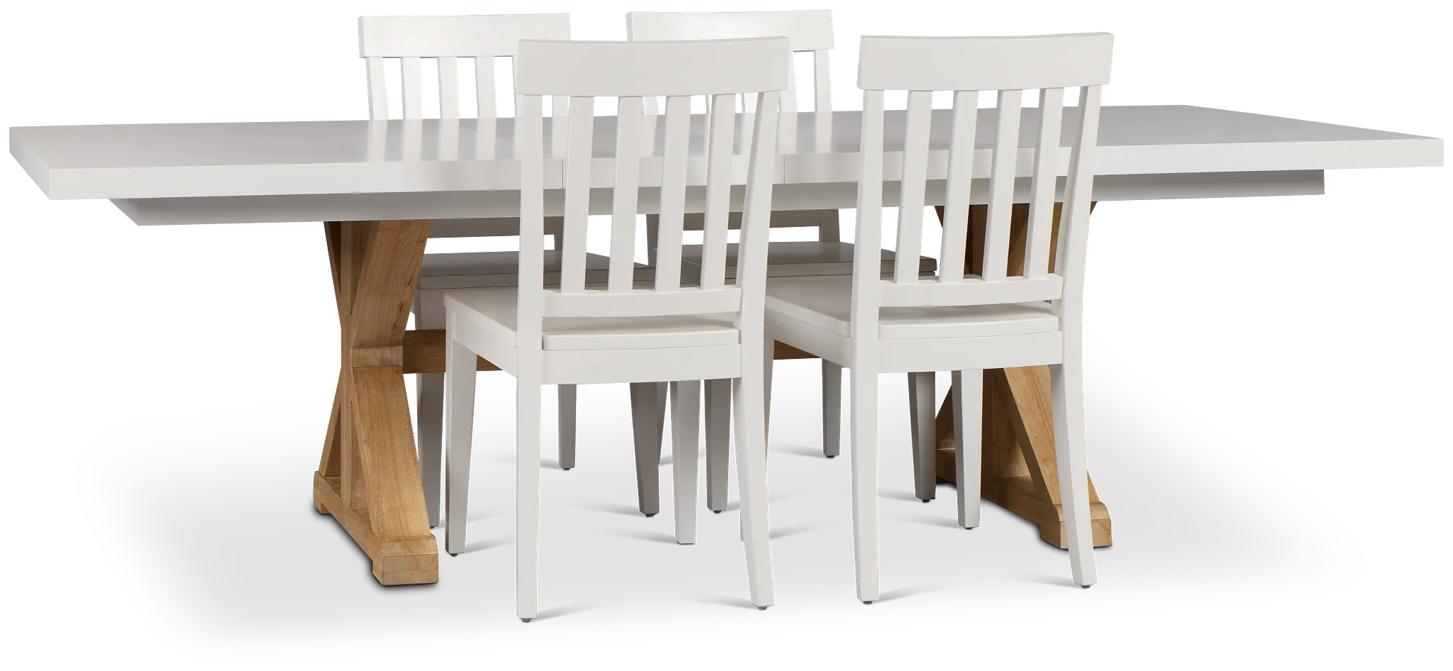 Nantucket Two-tone White Trestle Table & 4 White Chairs