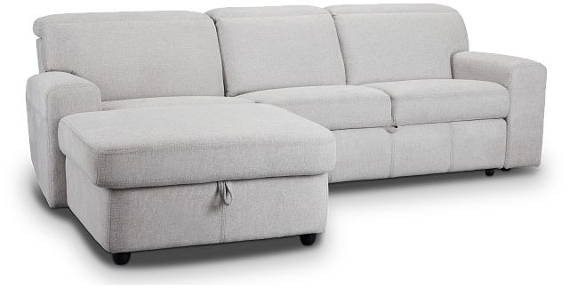 Callum Light Gray Storage Small Left Power Chaise Sleeper Sectional