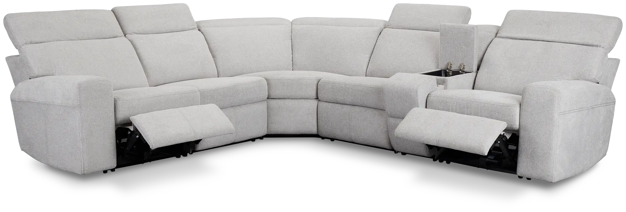 Callum Light Gray Fabric Medium Dual Power 2-arm Reclining Sectional Callum Light Gray Fabric Medium Dual Power 2-arm Reclining Sectional