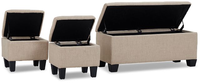 Ethan Light Beige Set Of 3 Bench