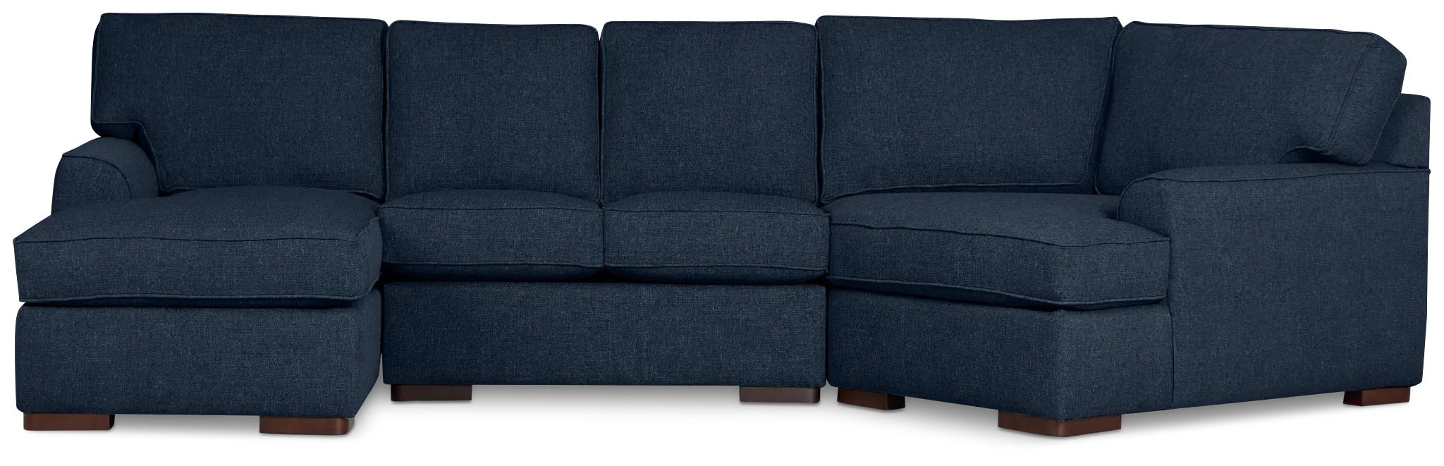 Sinclair Dark Blue Fabric Left Chaise Cuddler Sectional