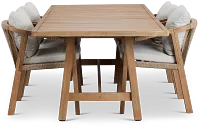 Laguna Light Tone 90" Rectangular Table & 4 Gray Cushioned Chairs