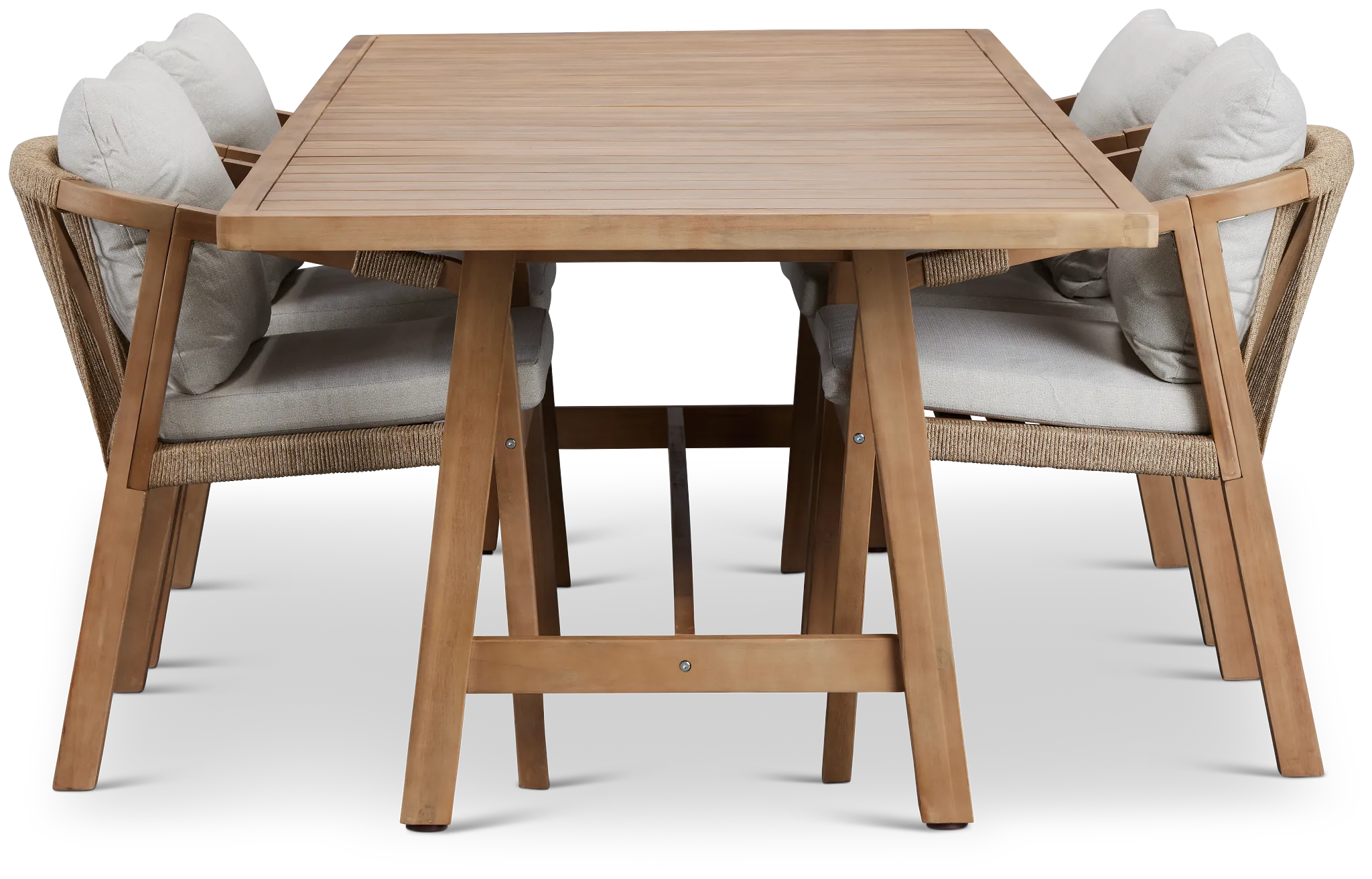 Laguna Light Tone 90" Rectangular Table & 4 Gray Cushioned Chairs