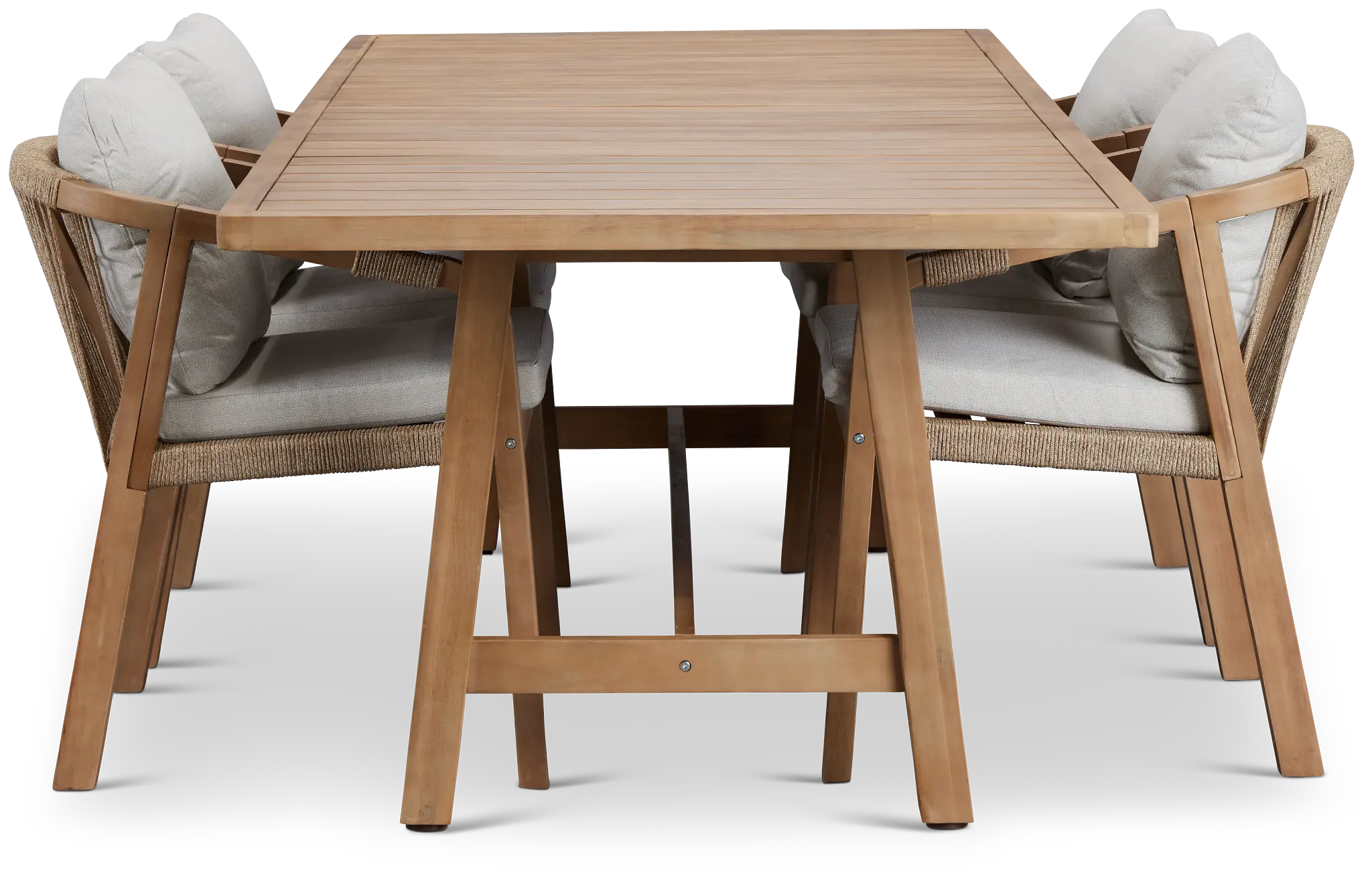 Laguna Light Tone 90" Rectangular Table & 4 Gray Cushioned Chairs Laguna Light Tone 90" Rectangular Table & 4 Gray Cushioned Chairs